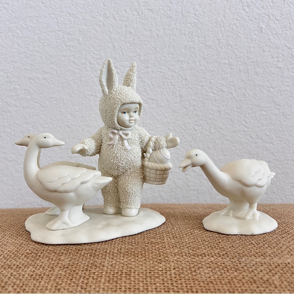 Vintage Department 56 Snowbunnies Goosey, Goosey and Gander Figurine 4x5"
